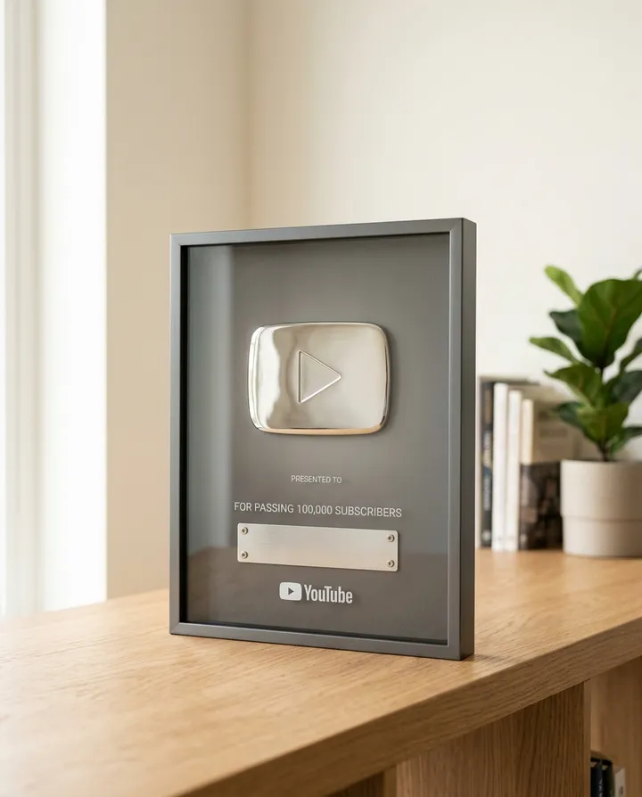 Placa de plata de YouTube por superar los 100.000 suscriptores